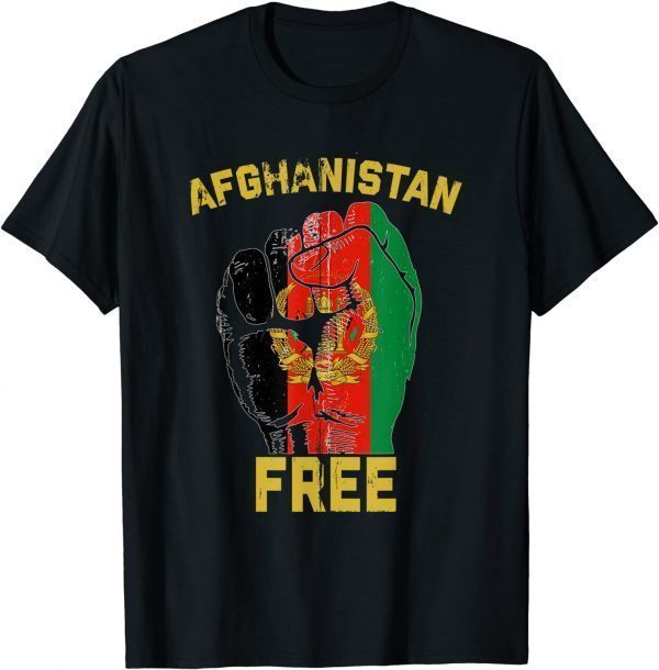 Vintage Free Afghanistan Afghan Flag Veteran Support T-Shirt