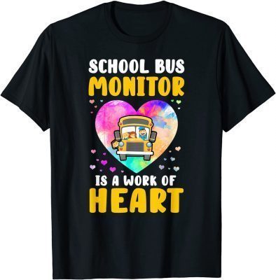 School Bus Monitor It's A Work Of Heart Watercolor T-Shirt