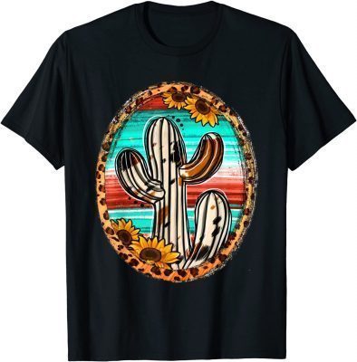 Cowhide Texas Cactus Serape Western Rodeo Cowgirl Horse Girl T-Shirt