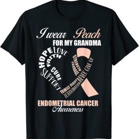 Funny I Wear Peach For My Grandma Endometrial Cancer Awareness T-Shirt
