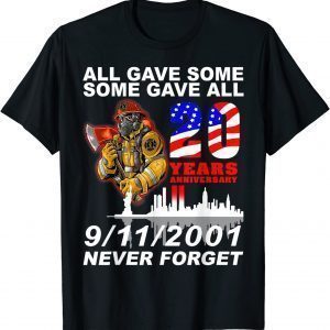 Official Never Forget 20th Anniversary Firefighters 9-11-2001 T-Shirt