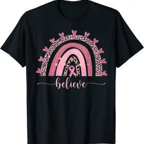 Breast Cancer Awareness Rainbow Believe Graphic Unisex T-Shirt