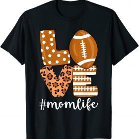Love Football American Mom Life Player with Leopard Unisex T-Shirt