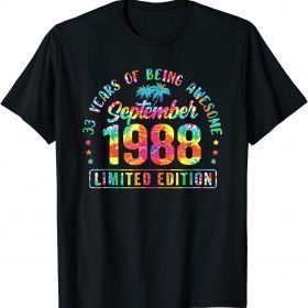 Happy 33rd Birthday Vintage September 1988 Shirt 33 Year Old Unisex T-Shirt