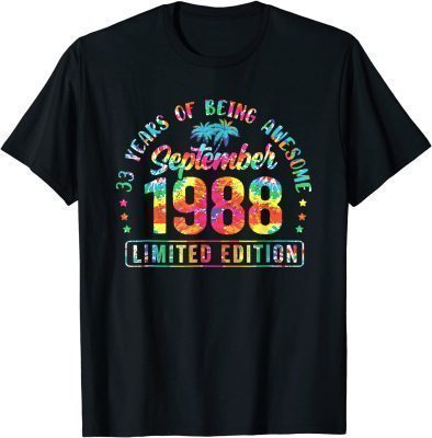 Happy 33rd Birthday Vintage September 1988 Shirt 33 Year Old Unisex T-Shirt
