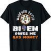Funny Political Humor Whoever Voted Biden Owes Me Gas Money T-Shirt