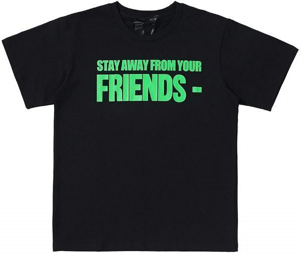 LBW Vlone X Friends T-Shirt Green Big V Printing Men's Shirts