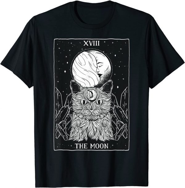 Tarot Card Moon and Cat Witchy T-Shirt