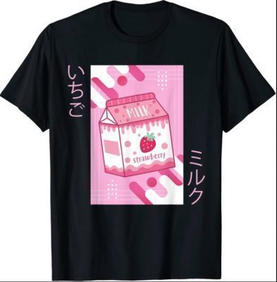 Strawberry Milk Shirt Japanese Otaku Anime Kawaii Pink Milk Funny Shirt