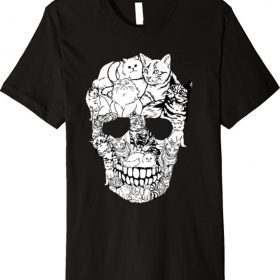 Cat Skull Shirt Kitty Skeleton Halloween Costume Skull Cat Premium Classic T-Shirt