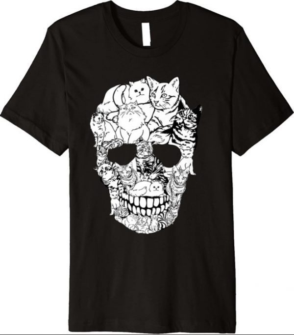 Cat Skull Shirt Kitty Skeleton Halloween Costume Skull Cat Premium Classic T-Shirt