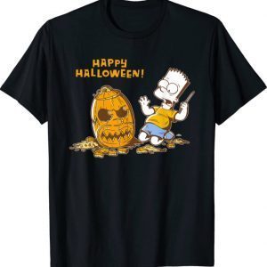 2021 The Simpsons Bart Carves a Homer Pumpkin Halloween T-Shirt
