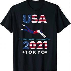 USA 2021 Swimming America Flag Japan Tokyo United States T-Shirt