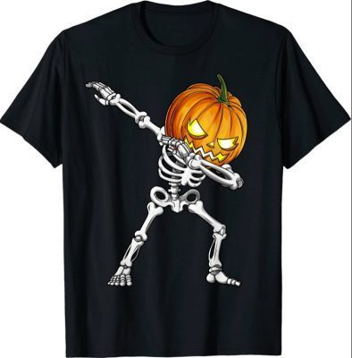 Official Dabbing Skeleton Pumpkin Halloween Men Dab Dance Costume T-Shirt