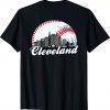 Retro Cleveland Baseball Cityscape (on back) T-Shirt