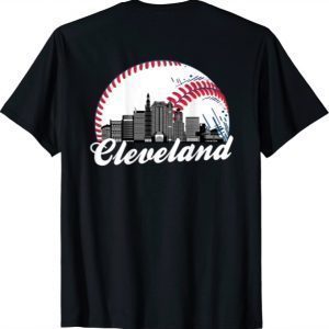 Retro Cleveland Baseball Cityscape (on back) T-Shirt