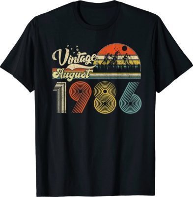 35th Birthday Vintage August 1986 Shirt 35 Years Old T-Shirt
