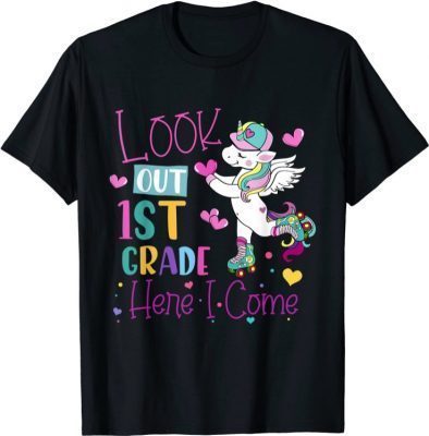 Kids Look Out 1st Grade Grade Here I Come Unicorn T-Shirt