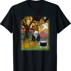 Fall Gnome Halloween Pumpkin Ghost Castle Spider Graphic Art Funny T-Shirt