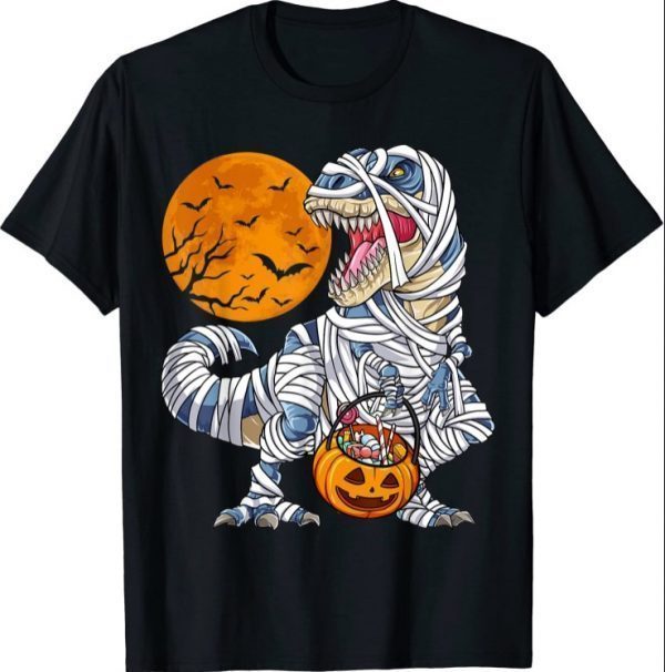 Official Halloween Shirts for Boys Kids Dinosaur T rex Mummy Pumpkin T-Shirt