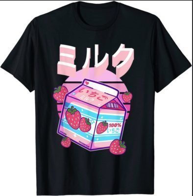 Strawberry Milk Shirt Japanese Otaku Anime Kawaii Pink Milk Funny Shirts