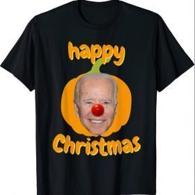 Funny Anti Biden Happy Christmas Holiday Pumpkin Clown Head T-Shirt