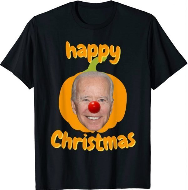 Funny Anti Biden Happy Christmas Holiday Pumpkin Clown Head T-Shirt