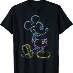 Unisex Disney Mickey And Friends Mickey Mouse Neon Line Portrait T-Shirt