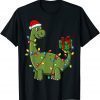 Official Christmas Dinosaur With Lights Funny Boys Kids Xmas T-Shirt