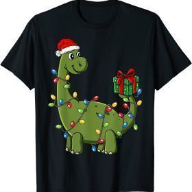 Official Christmas Dinosaur With Lights Funny Boys Kids Xmas T-Shirt