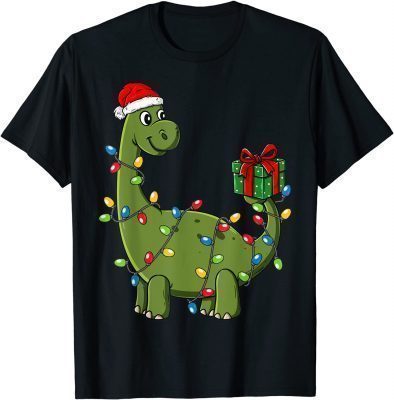 Official Christmas Dinosaur With Lights Funny Boys Kids Xmas T-Shirt