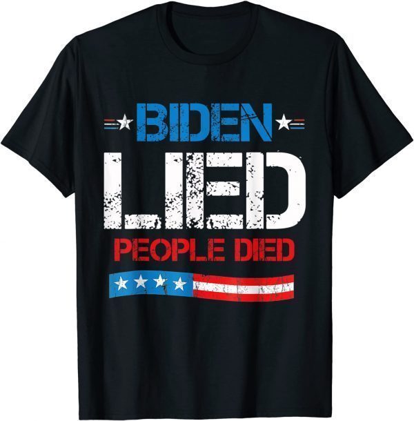 Biden Lied People Died American US Flag Distressed Vintage T-Shirt