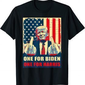 Official Trump Middle Finger Biden Harris Republican American Flag T-Shirt