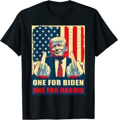 Official Trump Middle Finger Biden Harris Republican American Flag T-Shirt