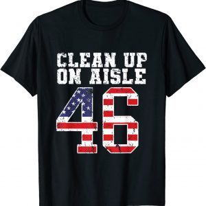 Clean Up On Aisle 46 Impeach Biden 8646 Vintage US Flag T-Shirt