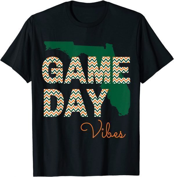 Funny Miami Football Game Day Vibes Fall Tailgate Hurricane 2021 T-Shirt