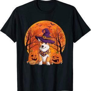 Cuta Corgi And Moon Pumpkin Witchy Dog Owner Halloween Unisex T-Shirt