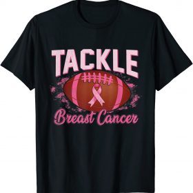 Tackle Football Pink Ribbon Breast Cancer Awareness Boys Kid T-Shirt