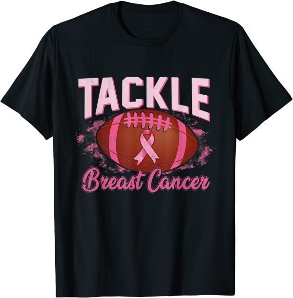 Tackle Football Pink Ribbon Breast Cancer Awareness Boys Kid T-Shirt