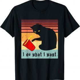 Official Do What I Want Vintage Black Cat Red Cup Funny My Cat T-Shirt