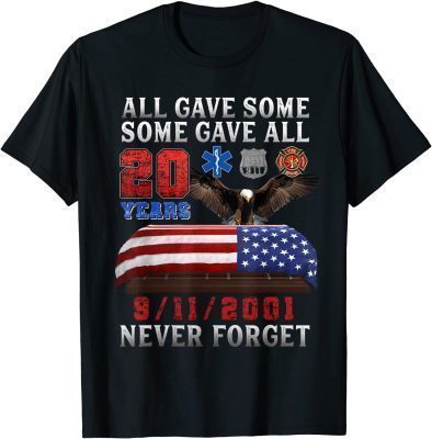 20th Anniversary Firefighters Outfits,9.11.2001 Never Forget T-Shirt
