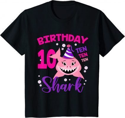 Kids Baby Shark 10 Years Old 10th Birthday Doo Doo T-Shirt