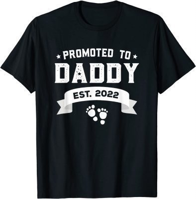 Mens Promoted To Daddy Est. 2022 Gift For New Dad New Baby Gift T-Shirt