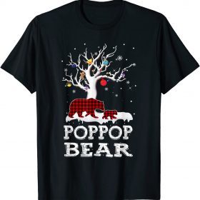 Poppop Bear Christmas Pajama Red Plaid Buffalo Family T-Shirt