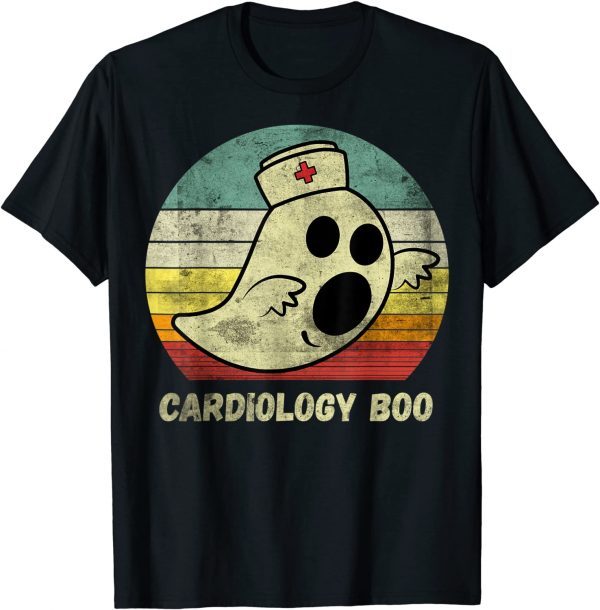 Vintage Halloween Ghost Cardiology Boo Nurse Nursing Medical T-Shirt
