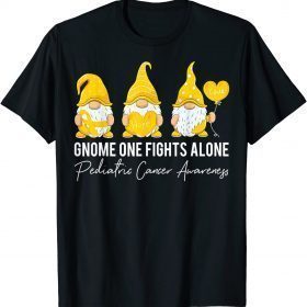 Gnome Fights Pediatric Cancer Awareness Yellow Ribbon T-Shirt
