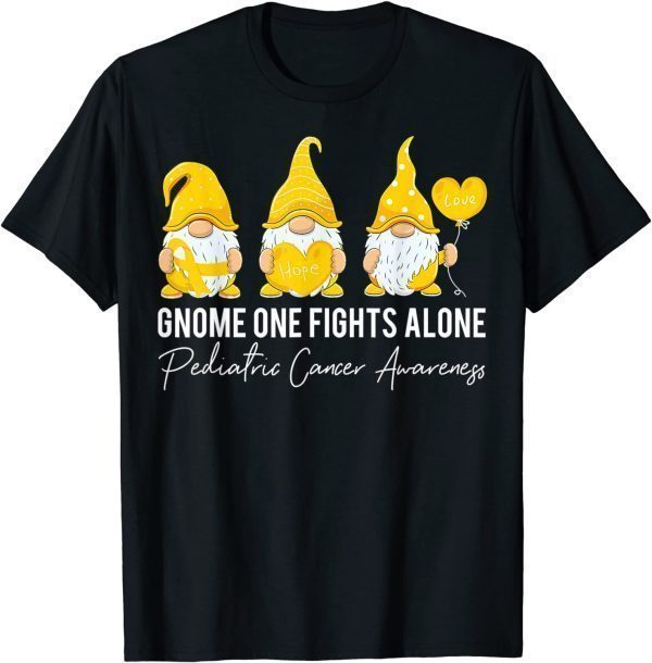 Gnome Fights Pediatric Cancer Awareness Yellow Ribbon T-Shirt