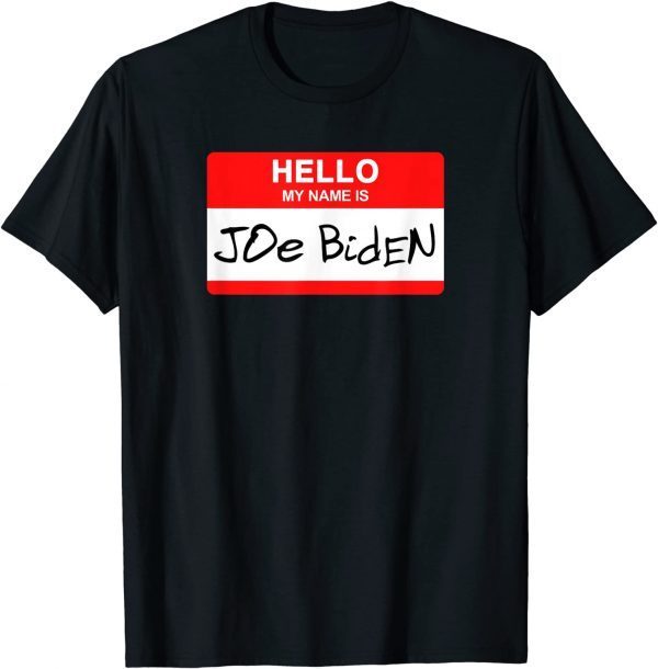 Funny Joe Biden Name Tag scribble hand writing Halloween T-Shirt