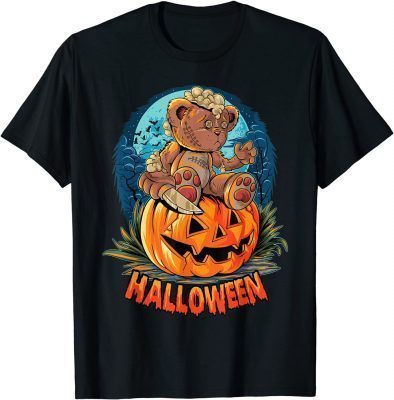 Funny Teddy Bear Halloween Costume for Men Pumpkin T-Shirt