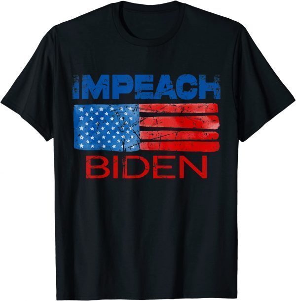 Impeach Joe Biden 46 American Flag Anti Biden Vintage T-Shirt